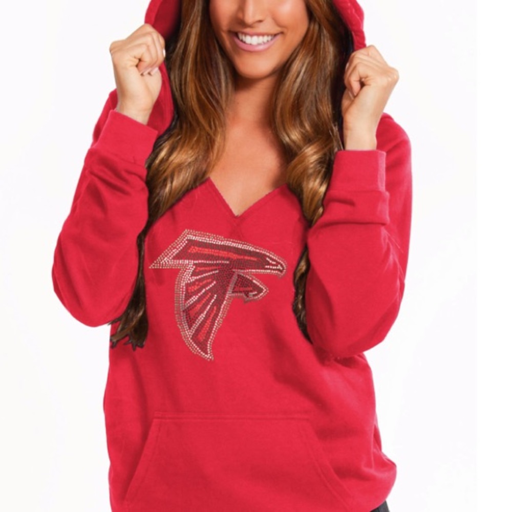 Atlanta Falcons Red Pullover Rhinestone Hoodie